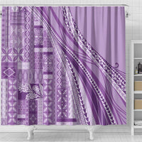 Pasifika Women's Day - Samoa Siapo Malu Tattoo Inspired Shower Curtain Lavender