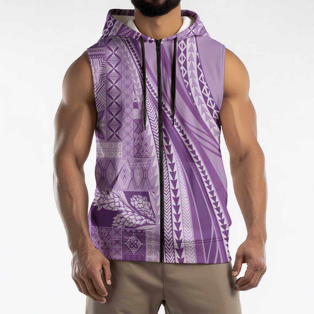 Pasifika Women's Day - Samoa Siapo Malu Tattoo Inspired Sleeveless Zip Hoodie Lavender