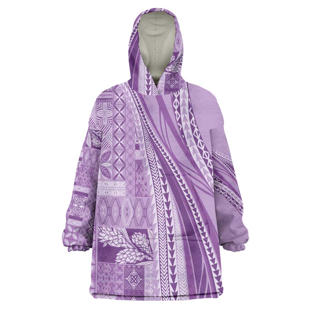 Pasifika Women's Day - Samoa Siapo Malu Tattoo Inspired Wearable Blanket Hoodie Lavender LT7 One Size Lavender - Polynesian Pride