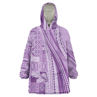 Pasifika Women's Day - Samoa Siapo Malu Tattoo Inspired Wearable Blanket Hoodie Lavender LT7 One Size Lavender - Polynesian Pride