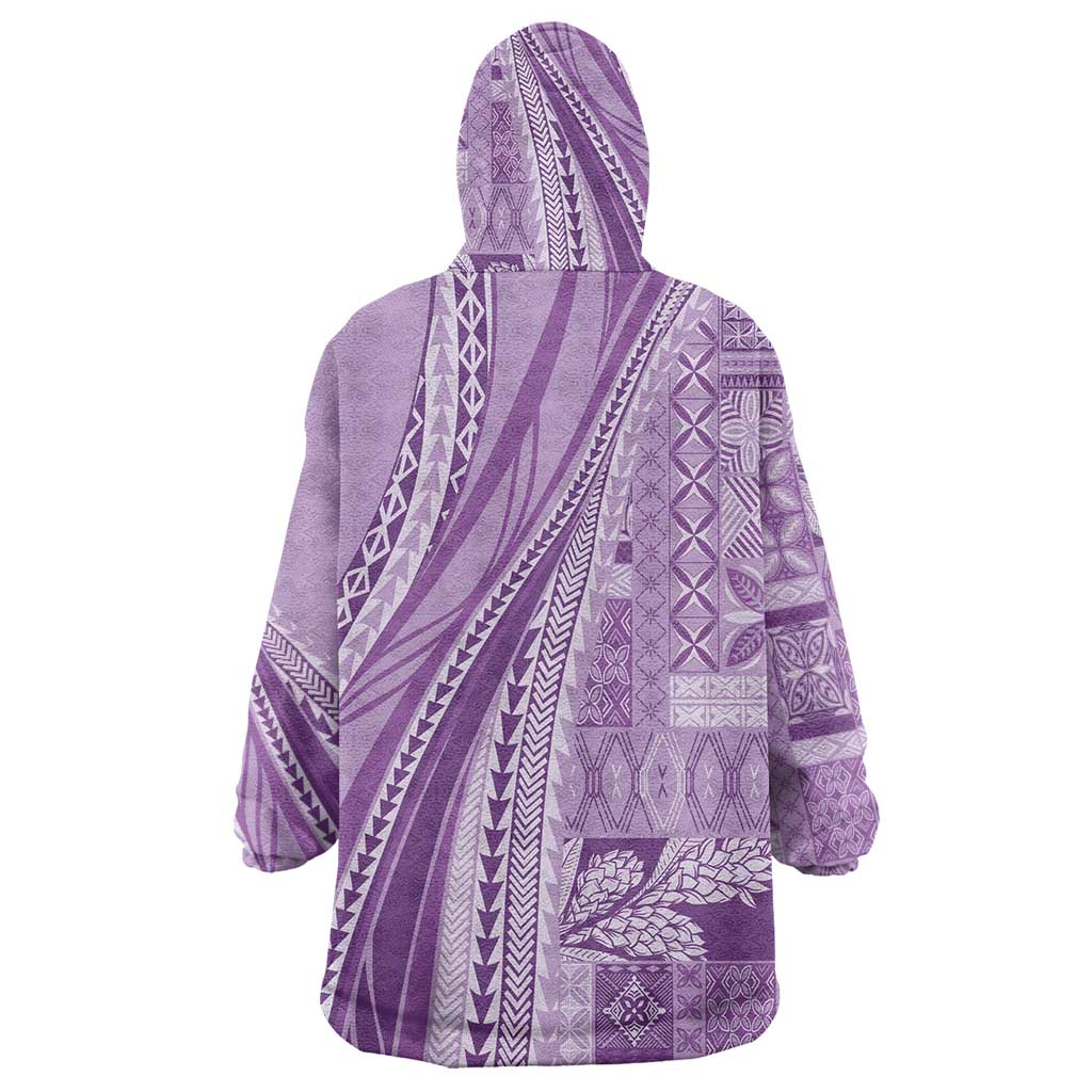 Pasifika Women's Day - Samoa Siapo Malu Tattoo Inspired Wearable Blanket Hoodie Lavender LT7 - Polynesian Pride