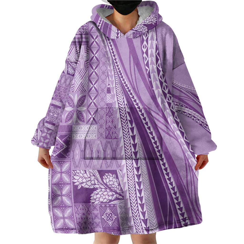 Pasifika Women's Day - Samoa Siapo Malu Tattoo Inspired Wearable Blanket Hoodie Lavender LT7 - Polynesian Pride