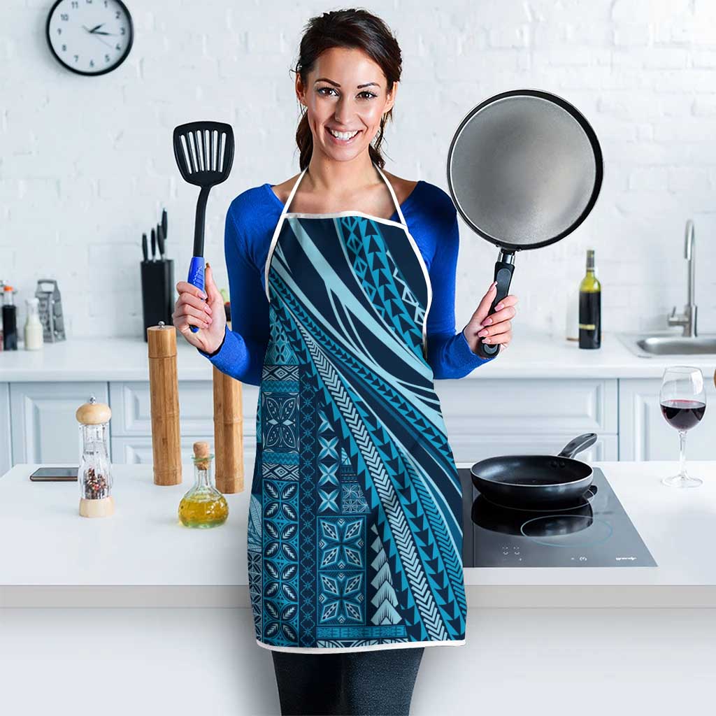 Pasifika Women's Day - Samoa Siapo Malu Tattoo Inspired Apron Navy Blue