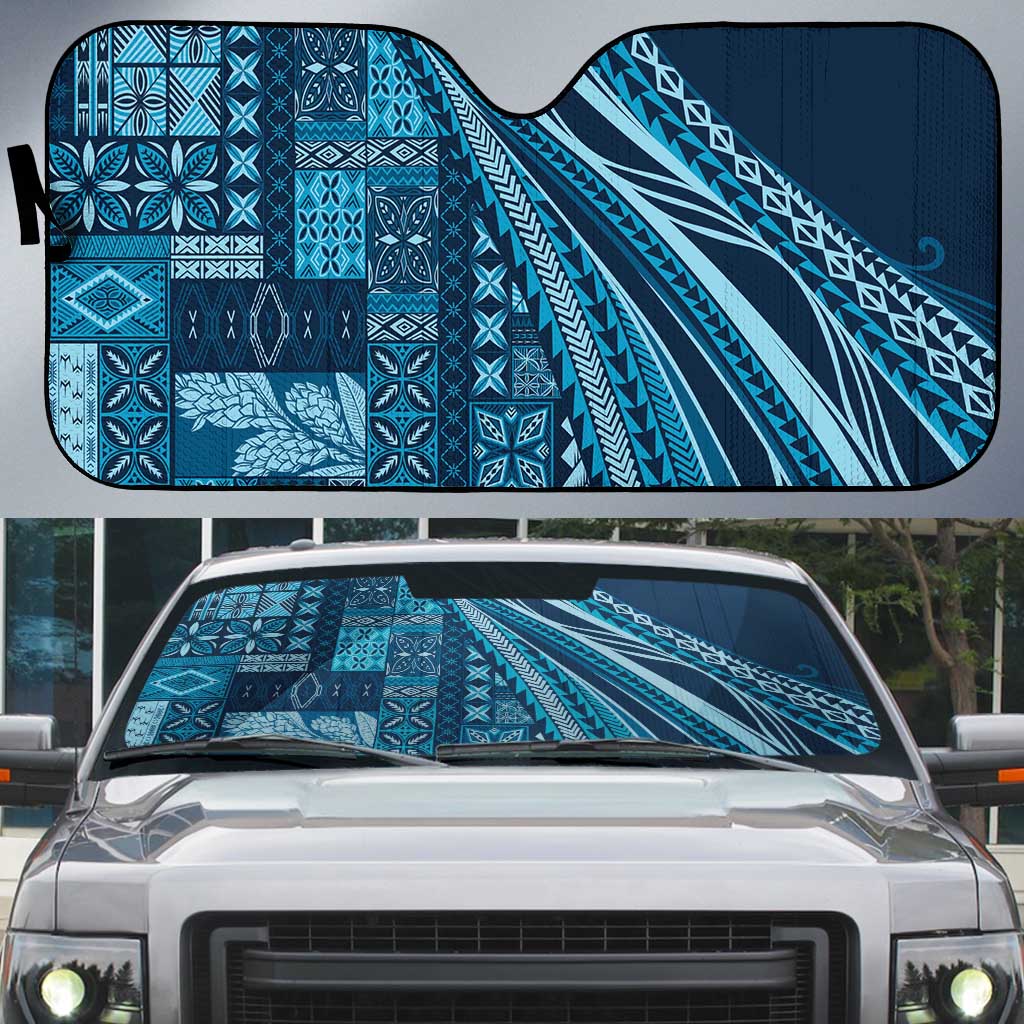 Pasifika Women's Day - Samoa Siapo Malu Tattoo Inspired Auto Sun Shade Navy Blue