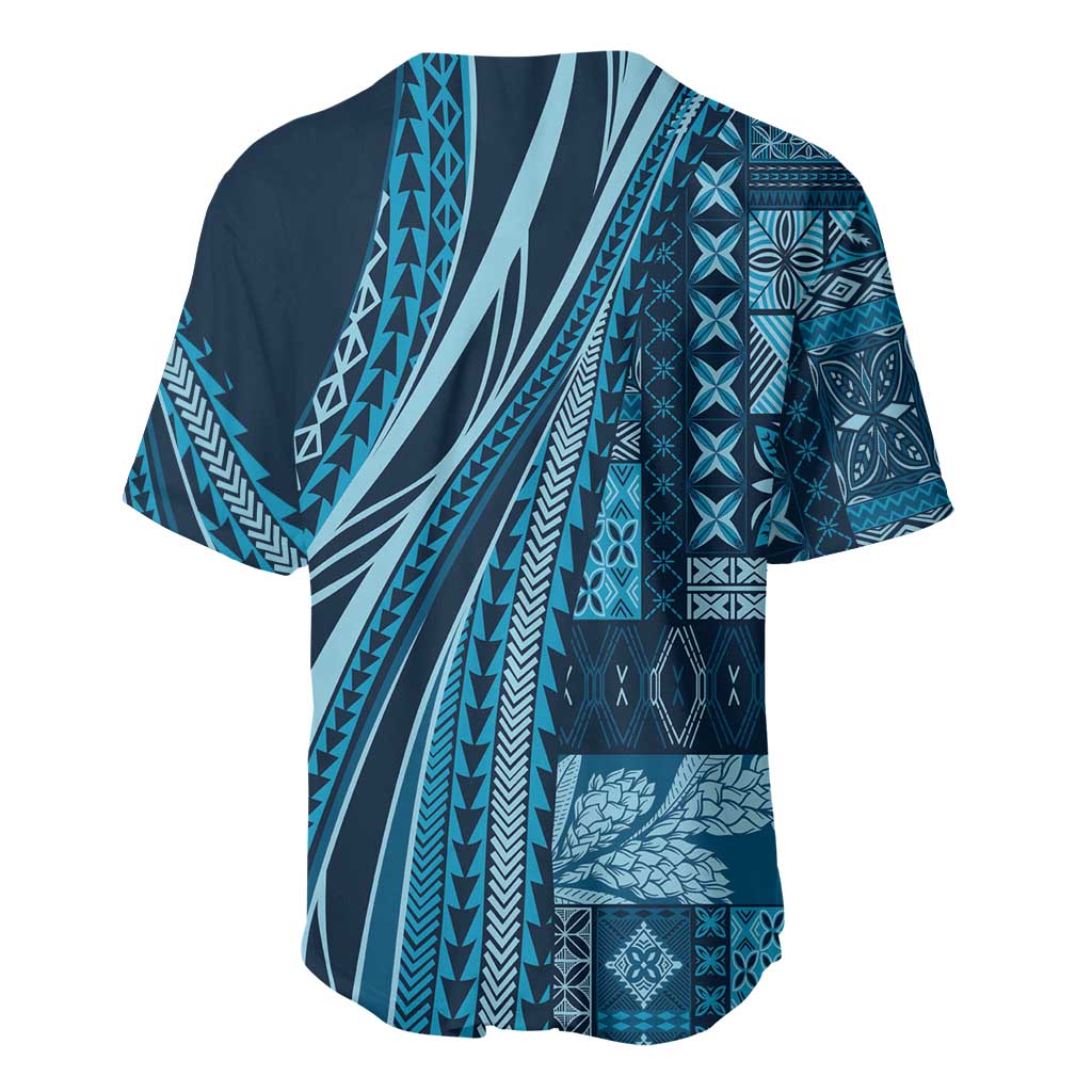 Pasifika Women's Day - Samoa Siapo Malu Tattoo Inspired Baseball Jersey Navy Blue