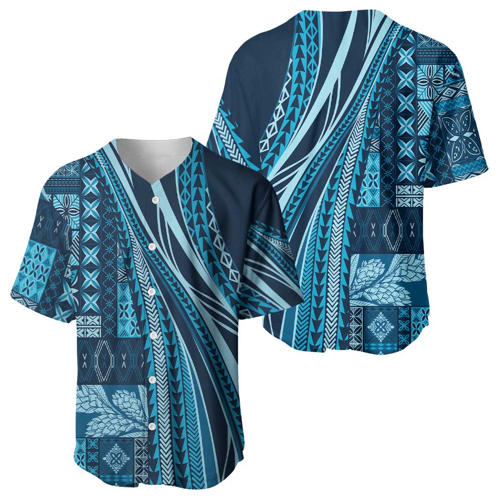 Pasifika Women's Day - Samoa Siapo Malu Tattoo Inspired Baseball Jersey Navy Blue