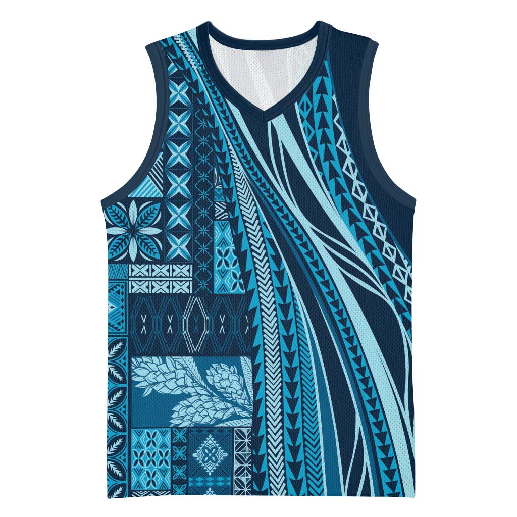 Pasifika Women's Day - Samoa Siapo Malu Tattoo Inspired Basketball Jersey Navy Blue LT7 Unisex Navy Blue - Polynesian Pride