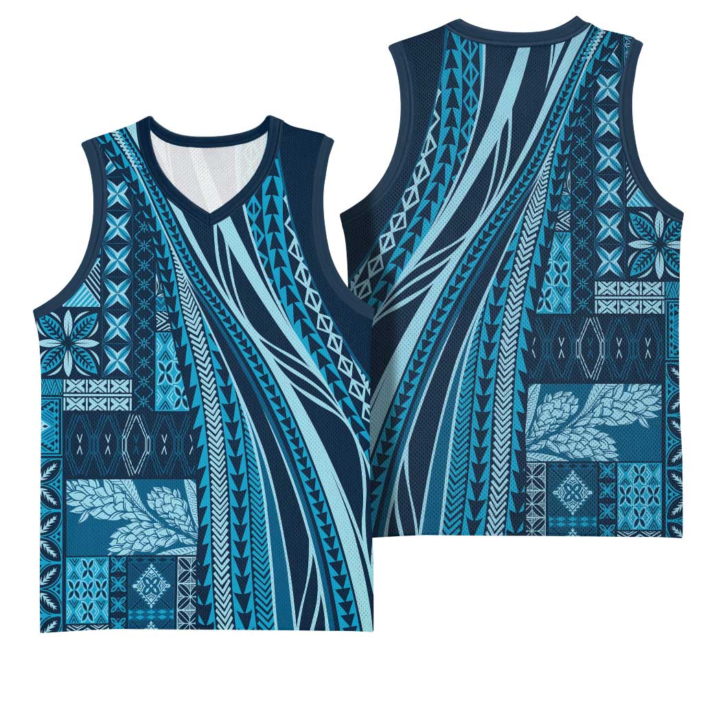 Pasifika Women's Day - Samoa Siapo Malu Tattoo Inspired Basketball Jersey Navy Blue LT7 - Polynesian Pride