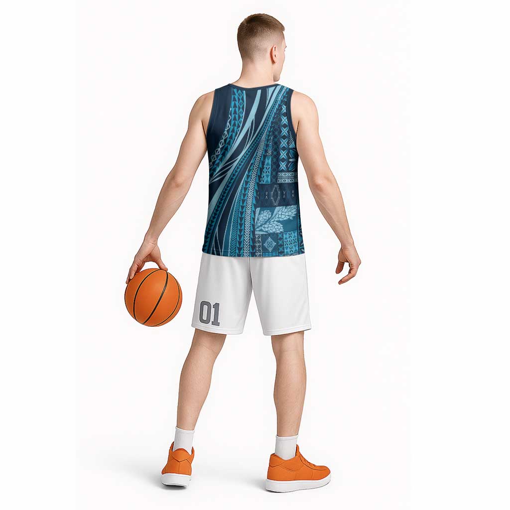 Pasifika Women's Day - Samoa Siapo Malu Tattoo Inspired Basketball Jersey Navy Blue LT7 - Polynesian Pride