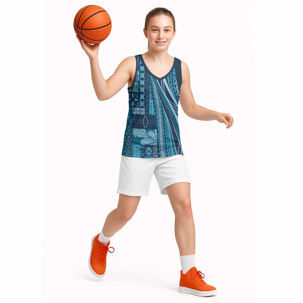 Pasifika Women's Day - Samoa Siapo Malu Tattoo Inspired Basketball Jersey Navy Blue LT7 - Polynesian Pride