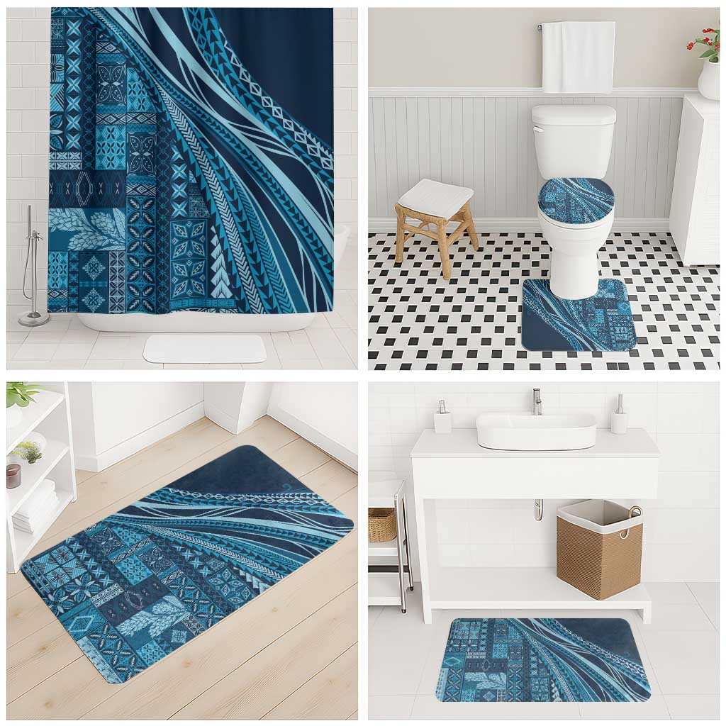 Pasifika Women's Day - Samoa Siapo Malu Tattoo Inspired Bathroom Set Navy Blue