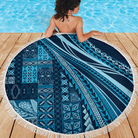 Pasifika Women's Day - Samoa Siapo Malu Tattoo Inspired Beach Blanket Navy Blue