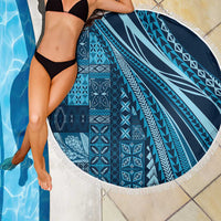 Pasifika Women's Day - Samoa Siapo Malu Tattoo Inspired Beach Blanket Navy Blue