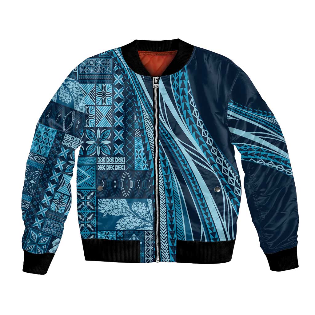 Pasifika Women's Day - Samoa Siapo Malu Tattoo Inspired Bomber Jacket Navy Blue
