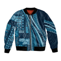 Pasifika Women's Day - Samoa Siapo Malu Tattoo Inspired Bomber Jacket Navy Blue