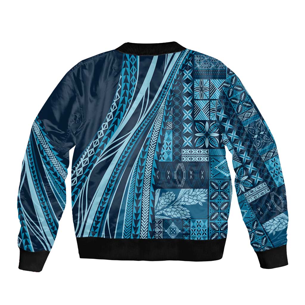 Pasifika Women's Day - Samoa Siapo Malu Tattoo Inspired Bomber Jacket Navy Blue
