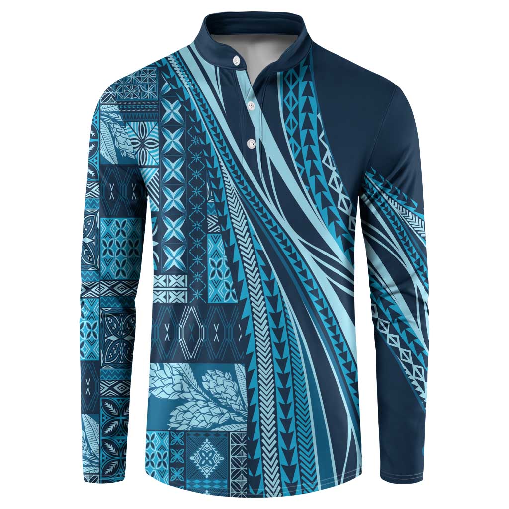 Pasifika Women's Day - Samoa Siapo Malu Tattoo Inspired Button Sweatshirt Navy Blue