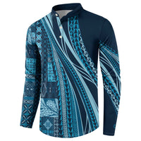 Pasifika Women's Day - Samoa Siapo Malu Tattoo Inspired Button Sweatshirt Navy Blue