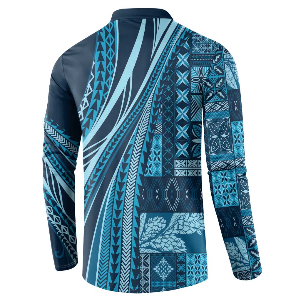 Pasifika Women's Day - Samoa Siapo Malu Tattoo Inspired Button Sweatshirt Navy Blue