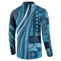 Pasifika Women's Day - Samoa Siapo Malu Tattoo Inspired Button Sweatshirt Navy Blue