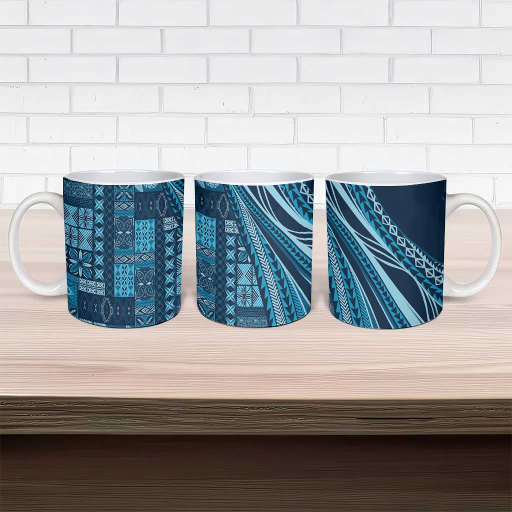 Pasifika Women's Day - Samoa Siapo Malu Tattoo Inspired Ceramic Mug Navy Blue