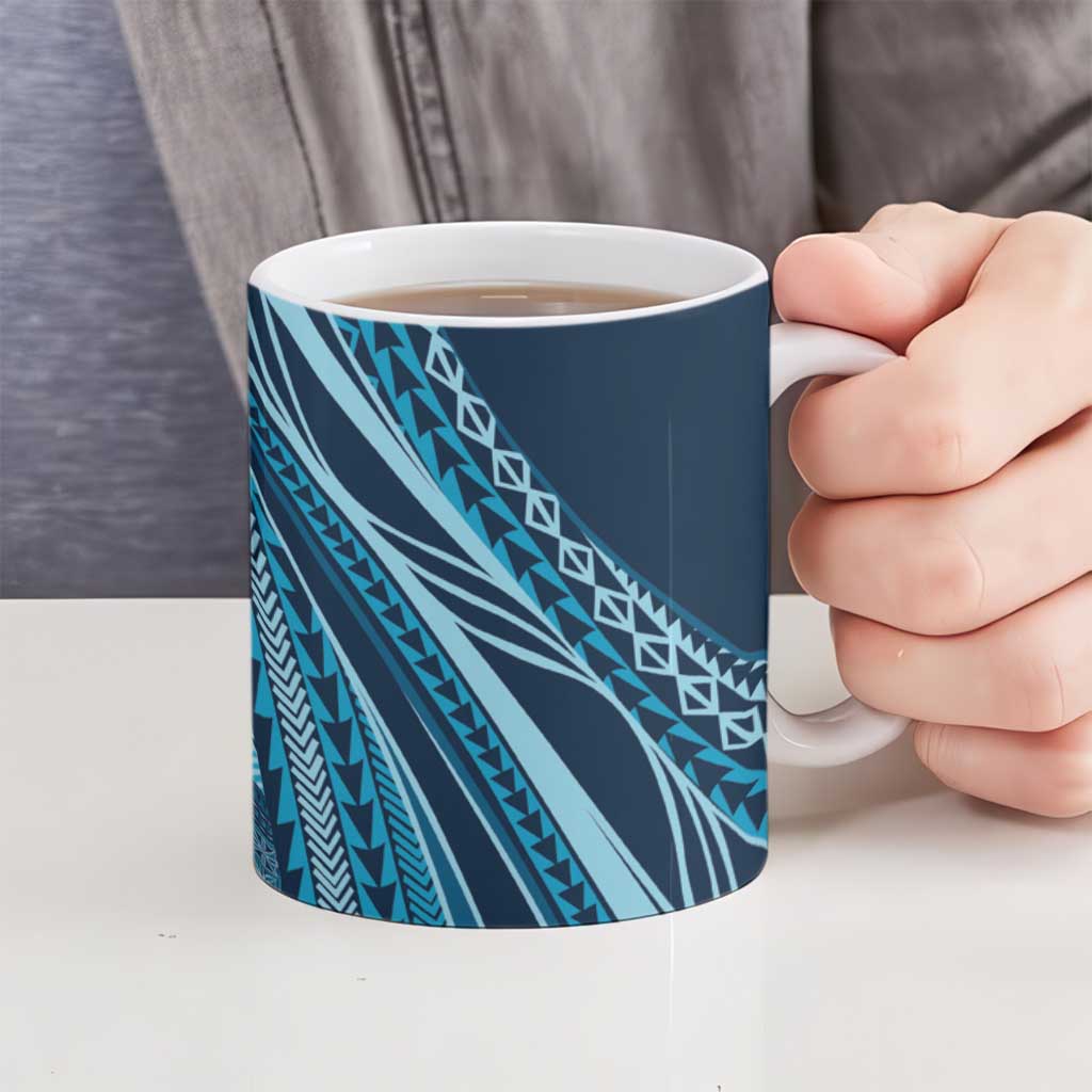 Pasifika Women's Day - Samoa Siapo Malu Tattoo Inspired Ceramic Mug Navy Blue