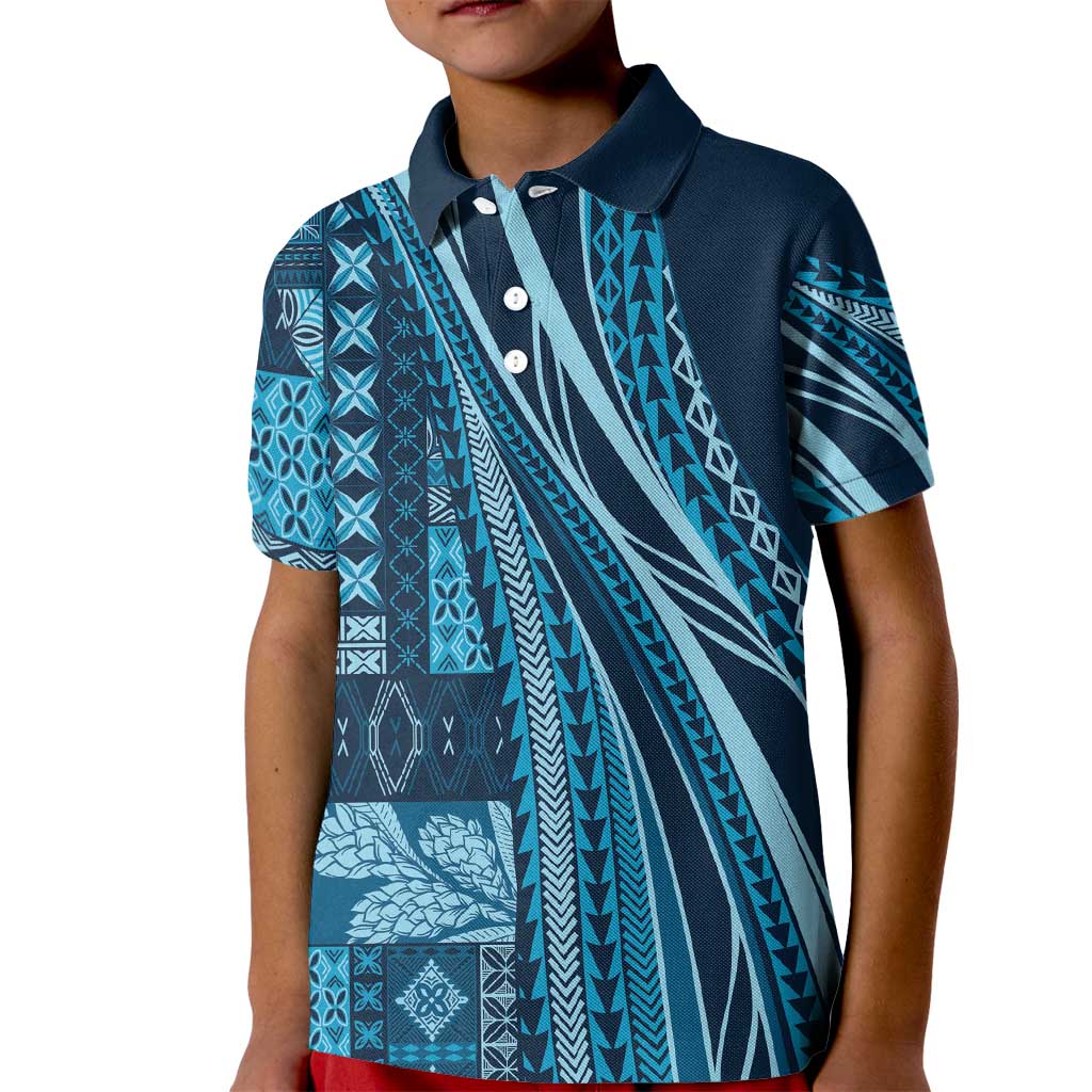 Pasifika Women's Day - Samoa Siapo Malu Tattoo Inspired Kid Polo Shirt Navy Blue LT7 Kid Navy Blue - Polynesian Pride