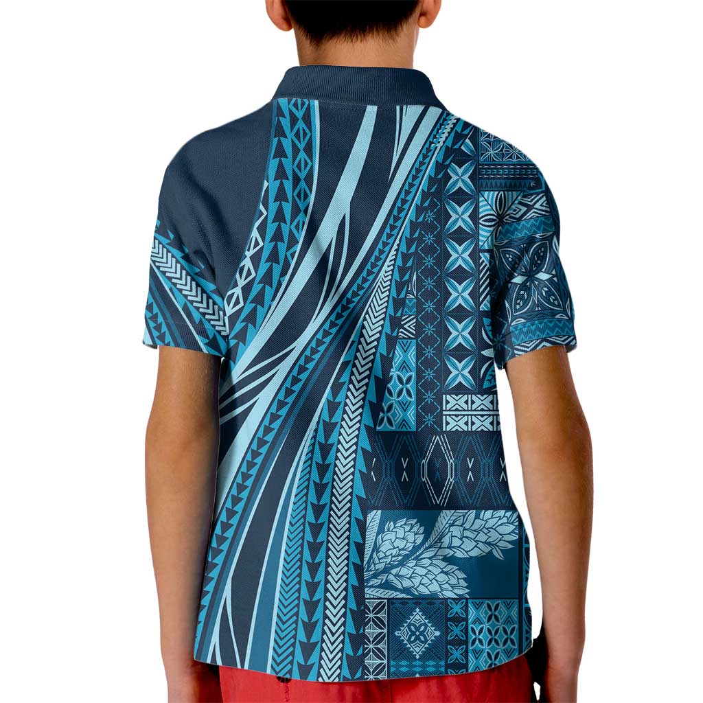 Pasifika Women's Day - Samoa Siapo Malu Tattoo Inspired Kid Polo Shirt Navy Blue LT7 - Polynesian Pride