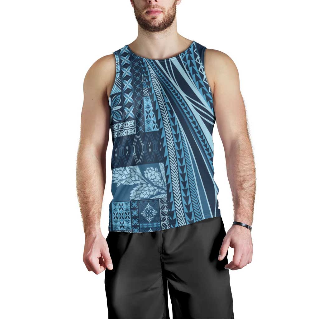Pasifika Women's Day - Samoa Siapo Malu Tattoo Inspired Men Tank Top Navy Blue