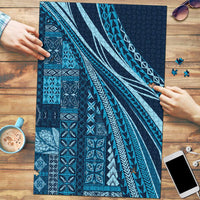 Pasifika Women's Day - Samoa Siapo Malu Tattoo Inspired Puzzle Navy Blue