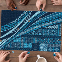 Pasifika Women's Day - Samoa Siapo Malu Tattoo Inspired Puzzle Navy Blue
