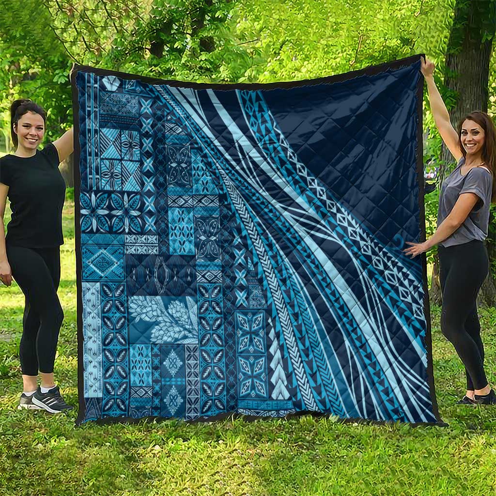 Pasifika Women's Day - Samoa Siapo Malu Tattoo Inspired Quilt Navy Blue