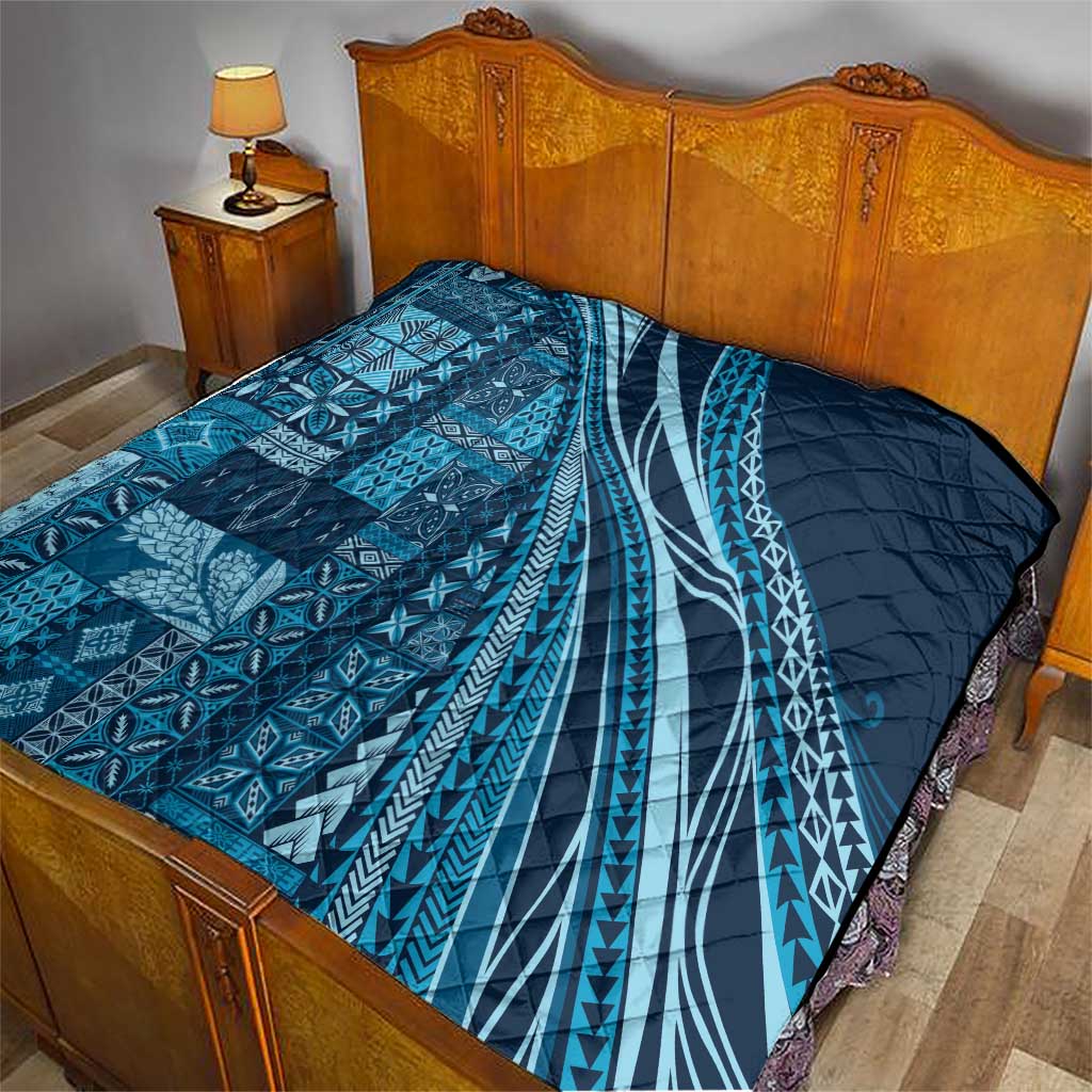 Pasifika Women's Day - Samoa Siapo Malu Tattoo Inspired Quilt Navy Blue