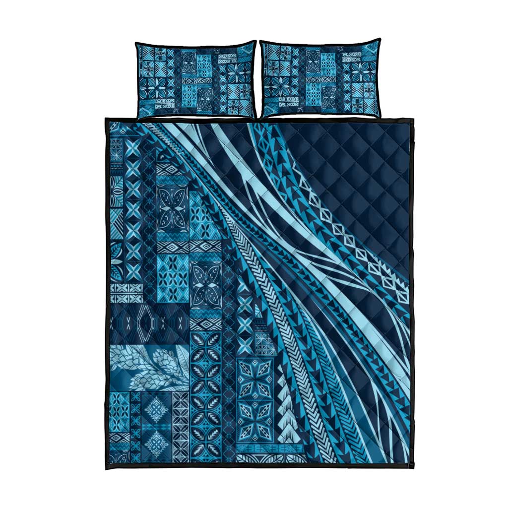 Pasifika Women's Day - Samoa Siapo Malu Tattoo Inspired Quilt Bed Set Navy Blue