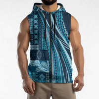 Pasifika Women's Day - Samoa Siapo Malu Tattoo Inspired Sleeveless Zip Hoodie Navy Blue