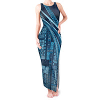 Pasifika Women's Day - Samoa Siapo Malu Tattoo Inspired Tank Maxi Dress Navy Blue LT7 Women Navy Blue - Polynesian Pride