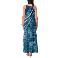 Pasifika Women's Day - Samoa Siapo Malu Tattoo Inspired Tank Maxi Dress Navy Blue LT7 - Polynesian Pride