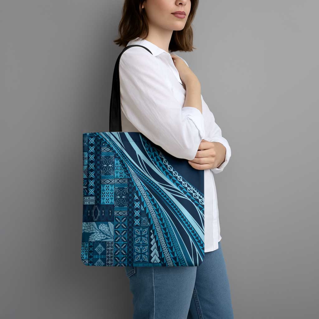 Pasifika Women's Day - Samoa Siapo Malu Tattoo Inspired Tote Bag Navy Blue