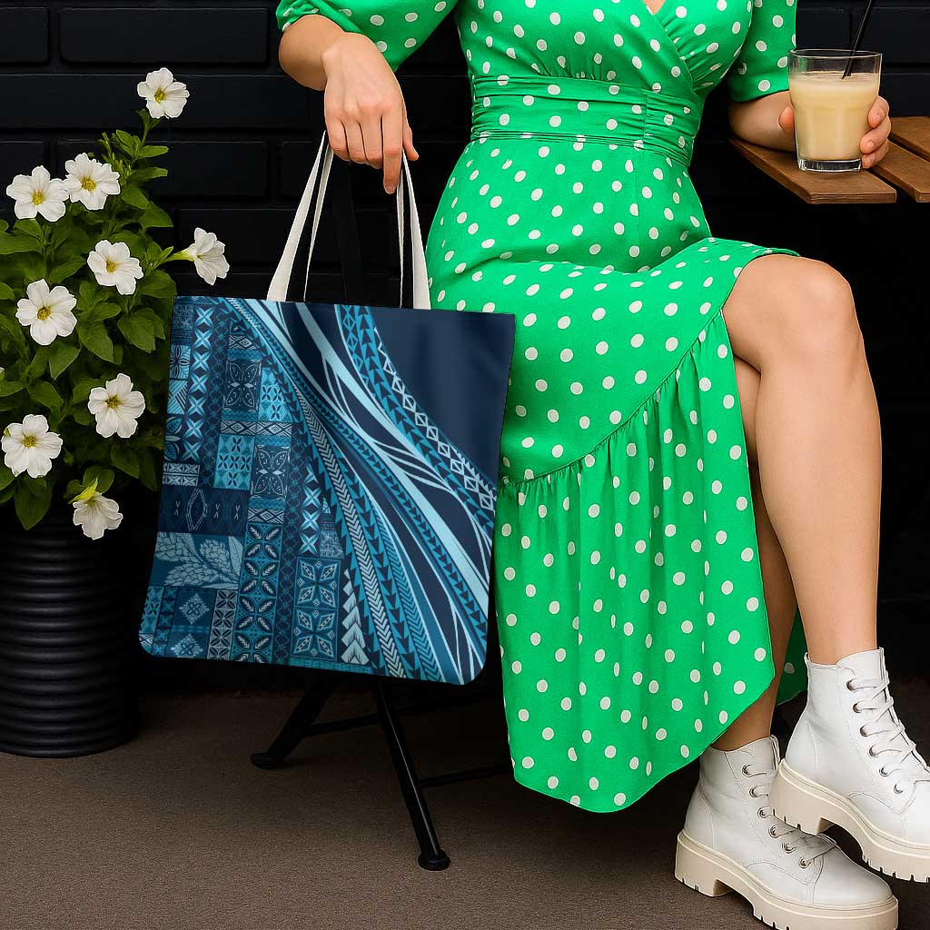 Pasifika Women's Day - Samoa Siapo Malu Tattoo Inspired Tote Bag Navy Blue