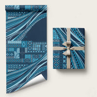 Pasifika Women's Day - Samoa Siapo Malu Tattoo Inspired Wrapping Paper Navy Blue