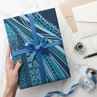 Pasifika Women's Day - Samoa Siapo Malu Tattoo Inspired Wrapping Paper Navy Blue