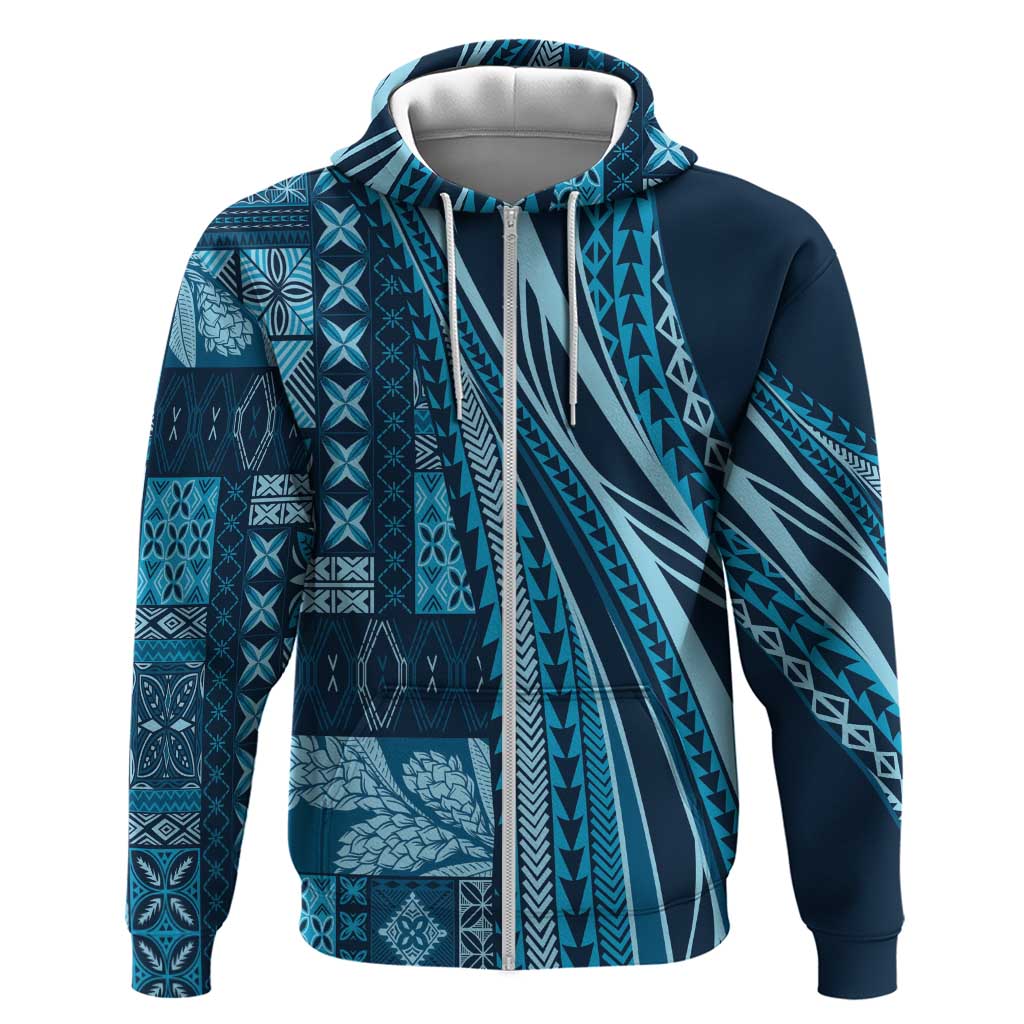 Pasifika Women's Day - Samoa Siapo Malu Tattoo Inspired Zip Hoodie Navy Blue