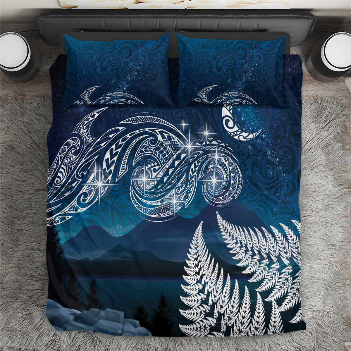 New Zealand Matariki Bedding Set Starry Night Style LT7 Navy - Polynesian Pride