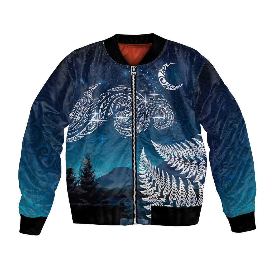 New Zealand Matariki Bomber Jacket Starry Night Style LT7 Unisex Navy - Polynesian Pride