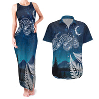 New Zealand Matariki Couples Matching Tank Maxi Dress and Hawaiian Shirt Starry Night Style LT7 Navy - Polynesian Pride