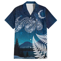 New Zealand Matariki Family Matching Off Shoulder Maxi Dress and Hawaiian Shirt Starry Night Style LT7 Dad's Shirt - Short Sleeve Navy - Polynesian Pride