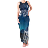 New Zealand Matariki Family Matching Tank Maxi Dress and Hawaiian Shirt Starry Night Style LT7 Mom's Dress Navy - Polynesian Pride