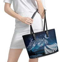 New Zealand Matariki Leather Tote Bag Starry Night Style LT7 - Polynesian Pride