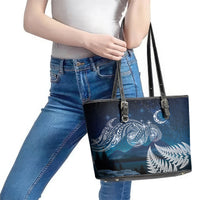 New Zealand Matariki Leather Tote Bag Starry Night Style LT7 - Polynesian Pride