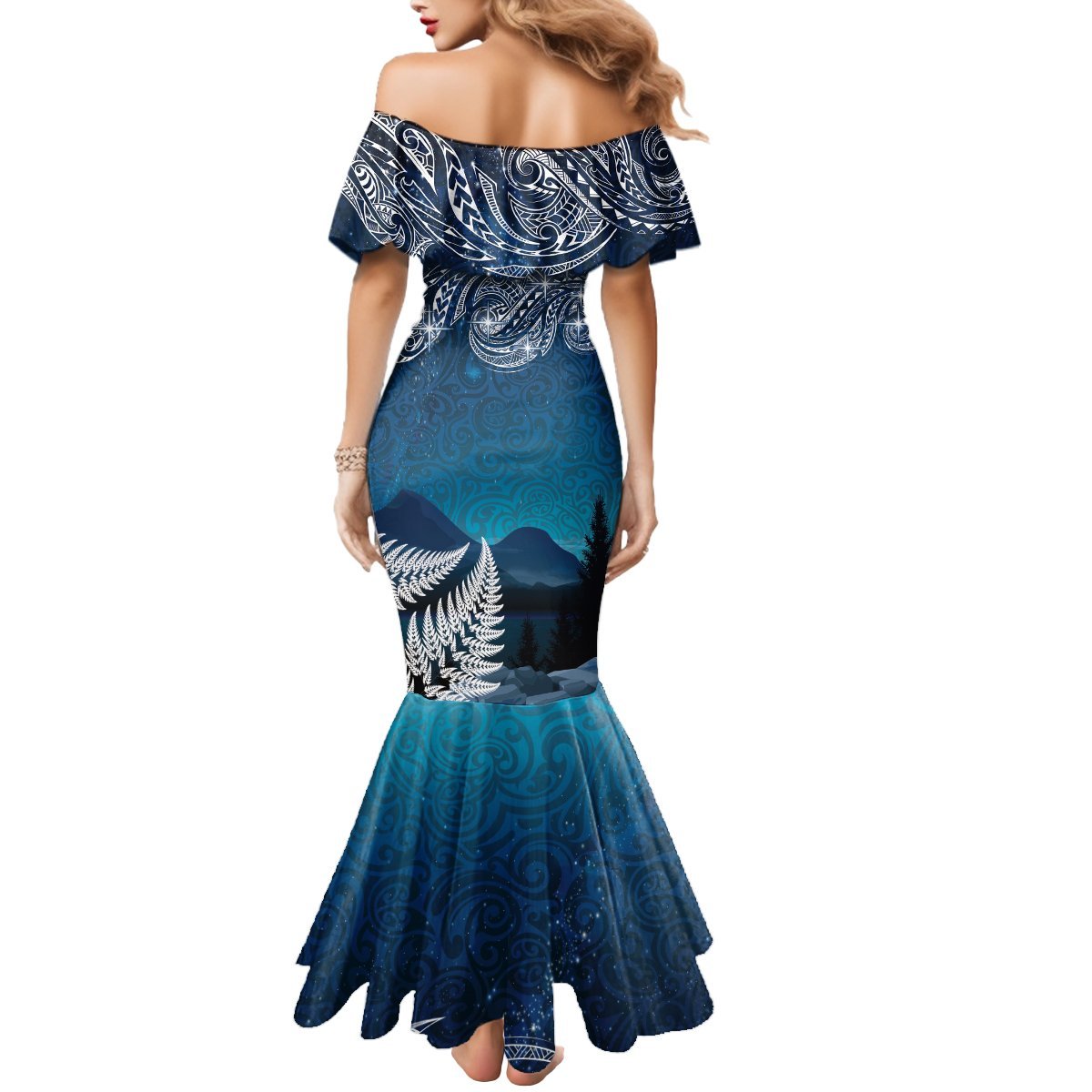 New Zealand Matariki Mermaid Dress Starry Night Style LT7 - Polynesian Pride